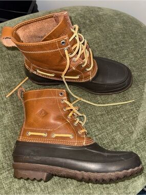 Sperry Chestnut Brown Leather Duck Boots Boat Shoes 8.5 Leather
